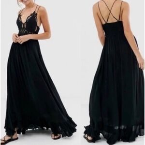 Free People Adella Maxi Slip Dress Plunging V-
Neckline